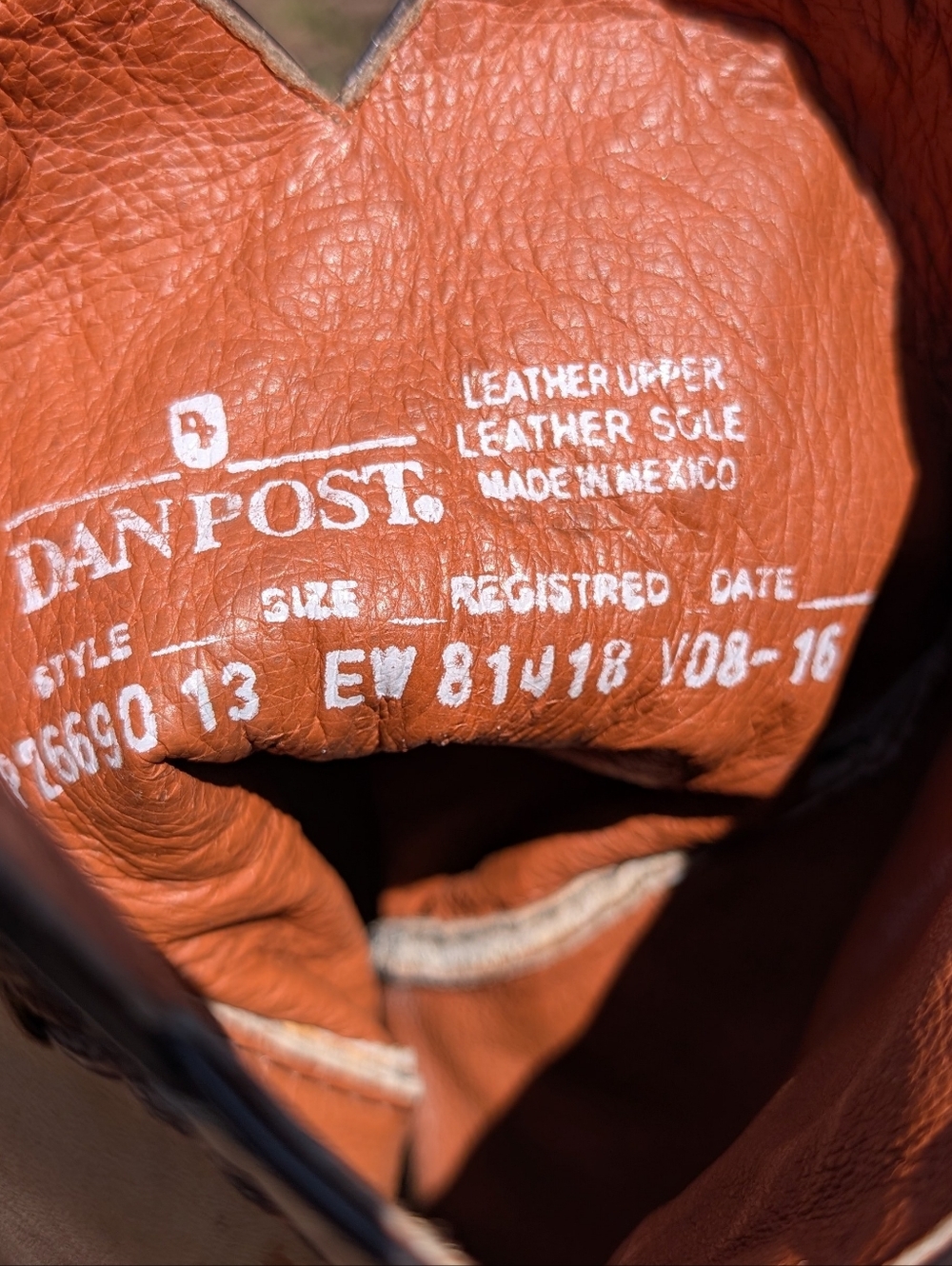 Dan Post Palamino Tan Leather Western Cowboy Boots Size 13 Men's Stitched Design - Picture 5 of 11